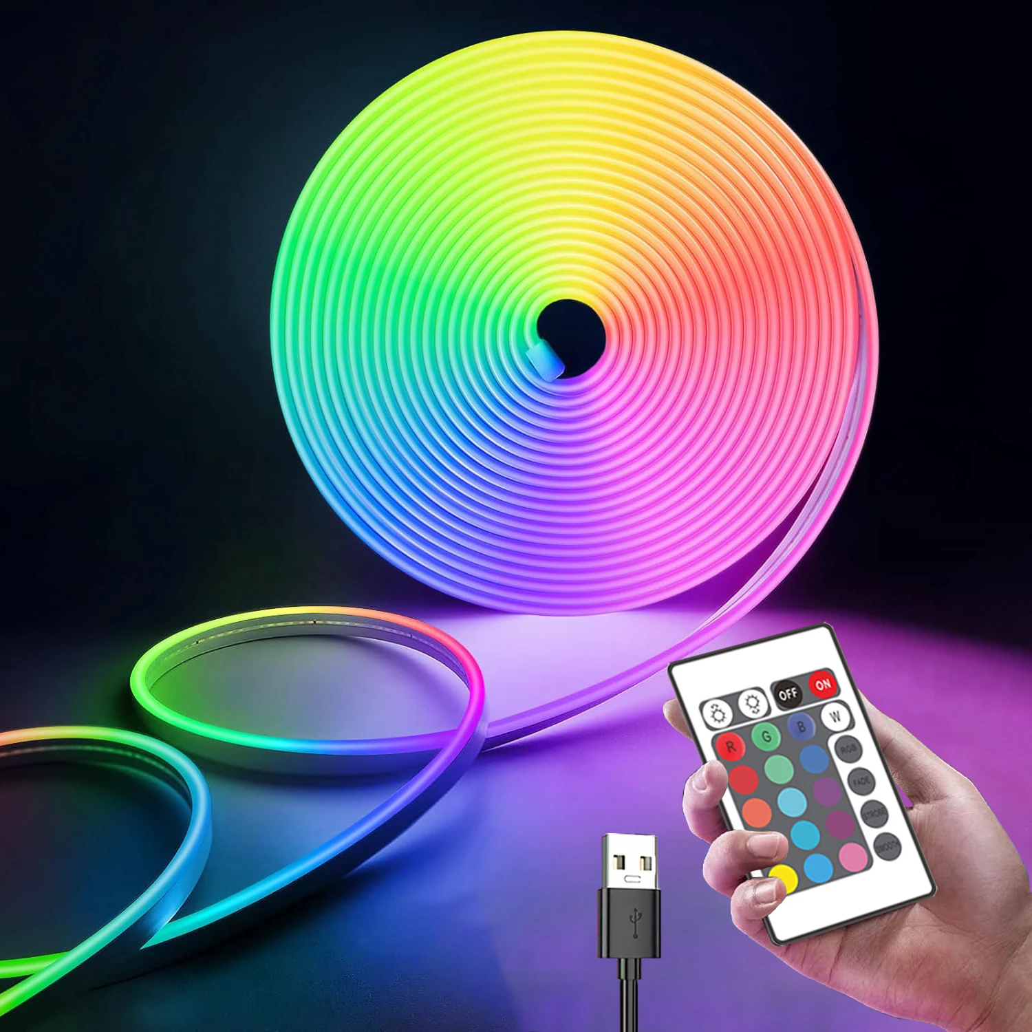 INextStation Tira LED Neon RGB+IC 5M USB: Control App, Sincronía Musical, Impermeable (Interior/Exterior)