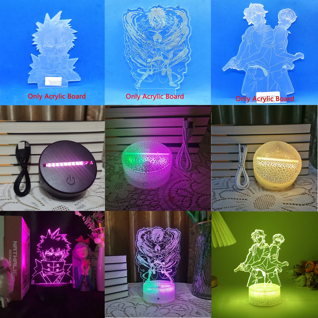 

Attack On Titan Anime 3D Led Night Light Kid Manga Lamp SPY X FAMILY Home Decor Gift Base And Acrylic Board Are Sold Separately