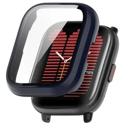 Premium Tempered Glass + Case Screen Protector with Hard PC Bumper for Smartwatches - Anti - Scratch Protection (Dark Navy Blue)