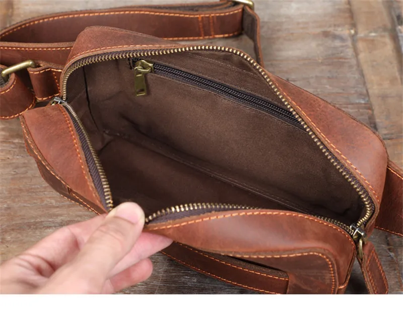 Vintage natural crazy horse cowhide men chest bag fashion high-quality genuine leather daily party small shoulder crossbody bag