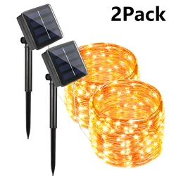 Solar LED Fairy String Lights - Waterproof Outdoor Festoon Garland for Christmas, Parties, and Garden Decor (2xWarm White)