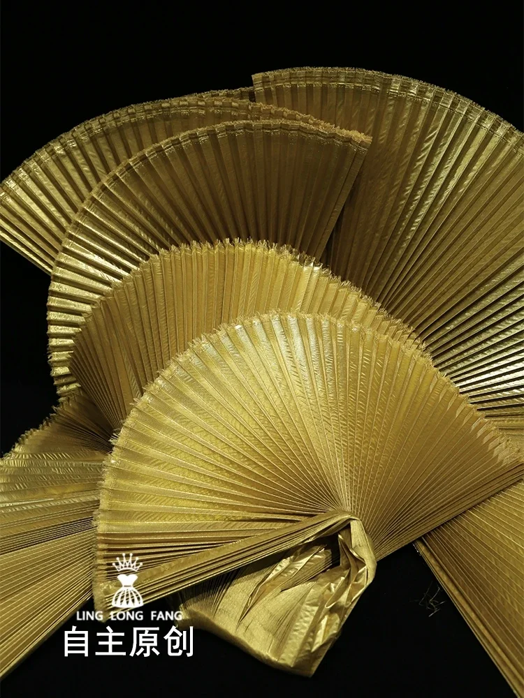Miyake Metal Pleated Accordion Fabric Wedding Gold Decoration Shape Wide Texture Background Multi-color Fabric