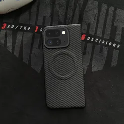 Magnetic Leather Carbon Fiber Texture Phone Case with Mag - Safe Wireless Charging Capability for Google Pixel Fold (Black)