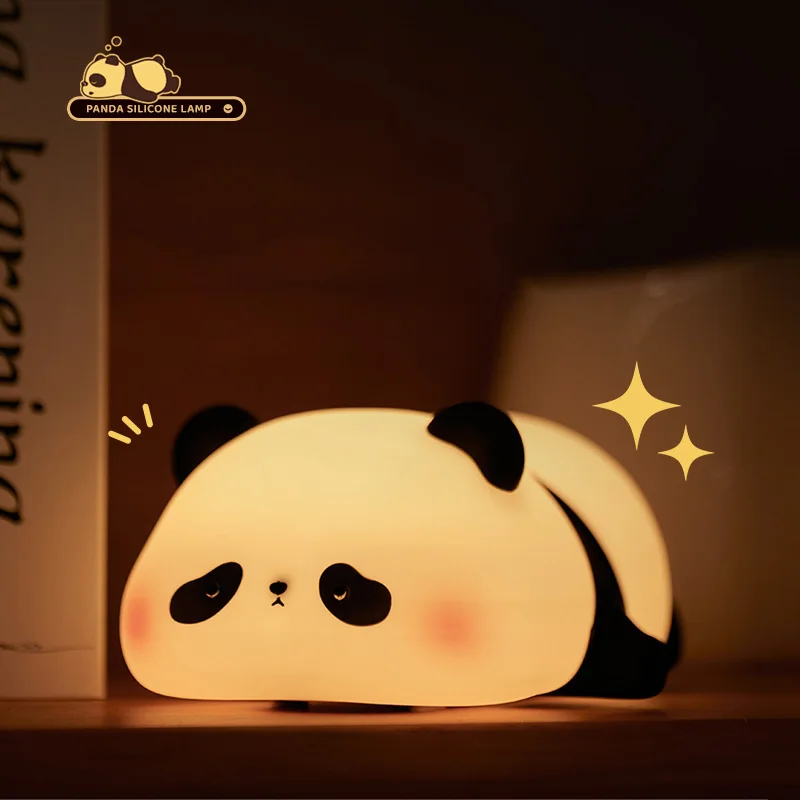 LED 야간 조명 귀여운 양 팬더 터치 센서 실리콘 램프, USB 충전식, 타이밍 룸 장식, 야간 조명, 어린이 생일 선물