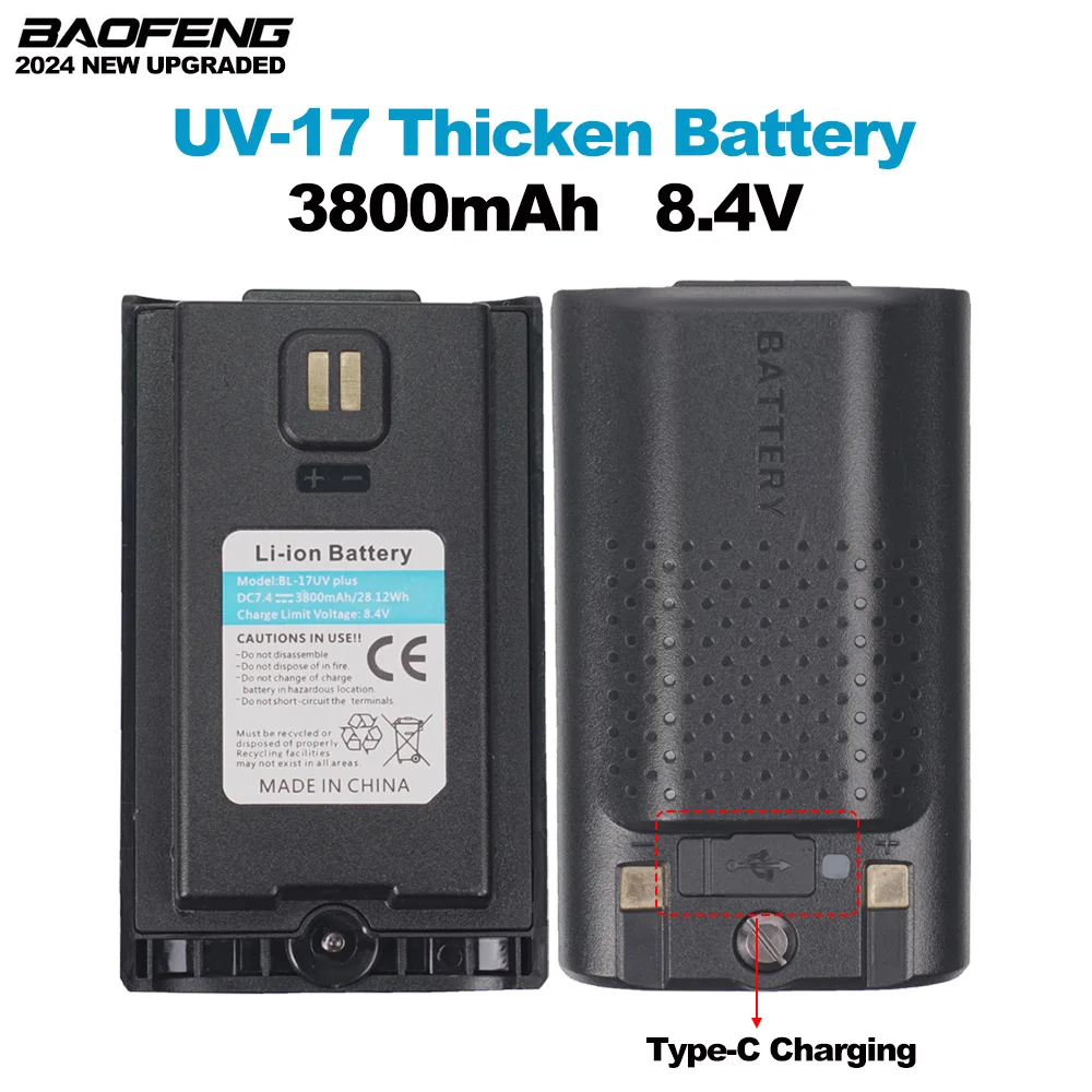Baofeng UV17 Pro 18650 Battery Walkie Talkie 3800mAh High Capacity Battery Long Range Flashlight Type-C Charger Ham Radio UV 17 3