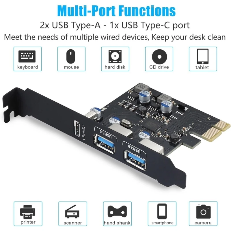 USB PCIExpress Card with 18W Power Delivery 3 port USB PCIE Fast Speed for PC Expansion Adapter Card Dropship