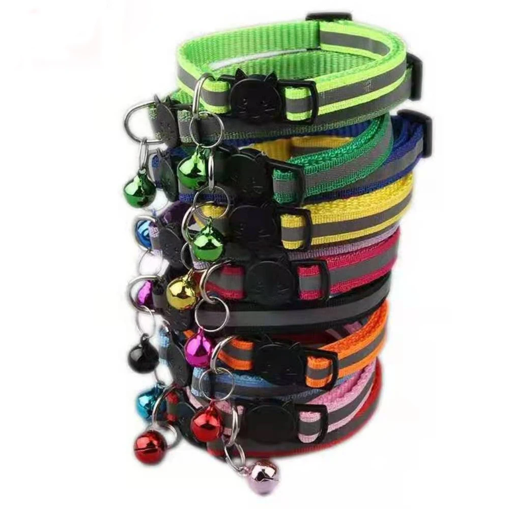 

Pet Collars With Bells Cute Dog Necklace Collar For Cat Dog Collars Adjustable Reflective Outdoor Small Dog Collars Pet Supplies