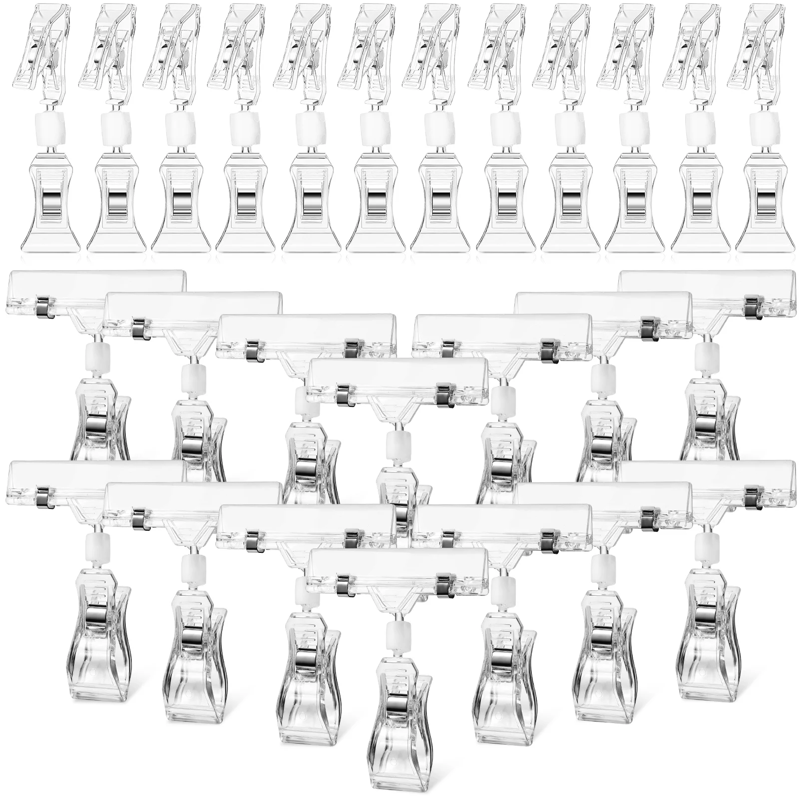 40Pcs Double Sided Sign Clip Clear Merchandise Sign Clip Rotatable Price Display Rack Label Clips Sign Holder Shelf Swivel Price beer bottle beverages drinks sign hanger clear hook price label display hanging rack info tag hanger