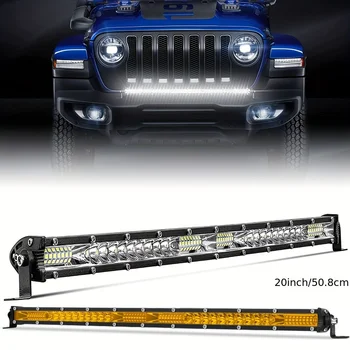 10"/20" LED Light Bar – White/Yellow Spot Flood Combo Beam | Off-Road LED Work Light for Car, ATV, Truck, SUV, UTV Driving & Fog Lighting 1