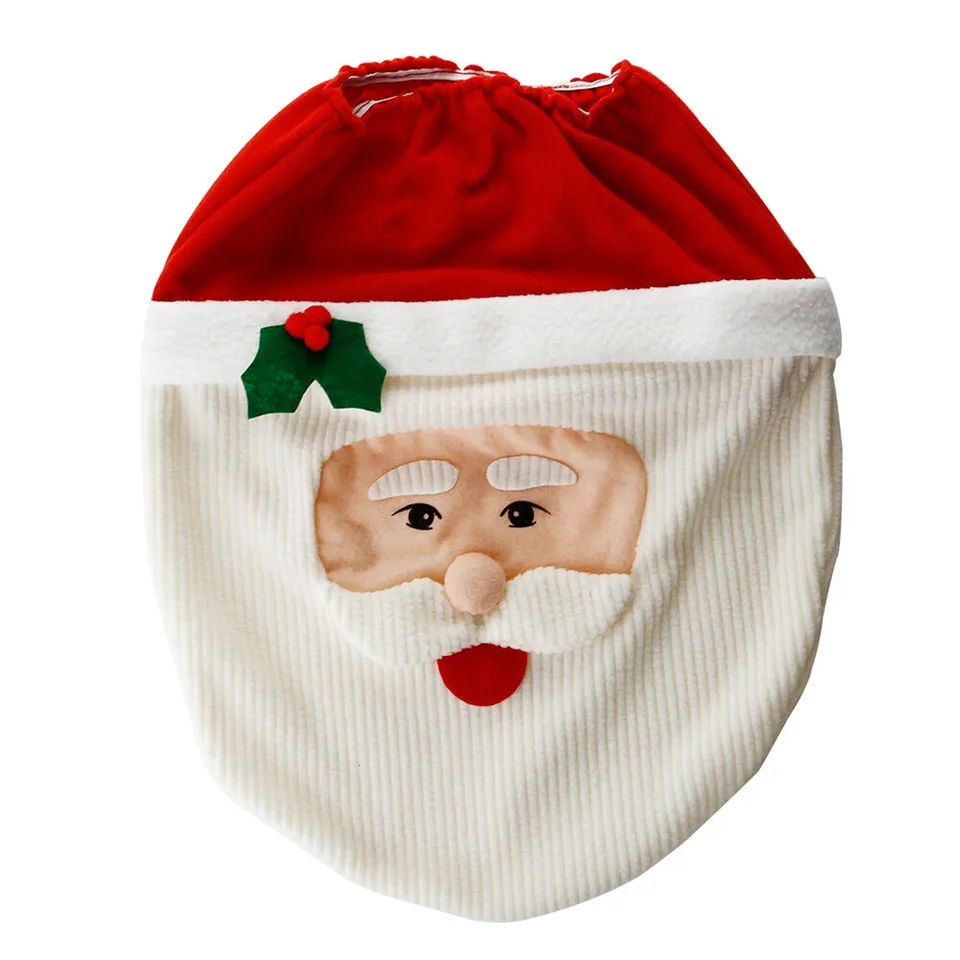 Santa Christmas Toilet Seat Cover Rug Set