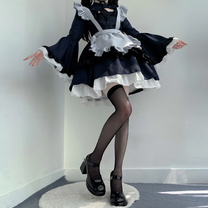 

Lolita Cosplay Costume Japanese Haloween Anime Cartoon Maid Women Animation Show Party Apron Maid Coffee Waitress Kawaii Uniform