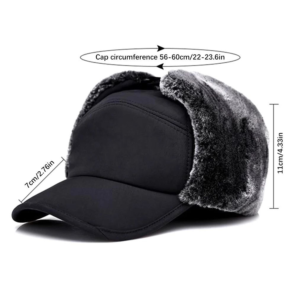 Fashion Winter Bomber Hats Men's Northeast Mask Hat Outdoor Windproof Keep Warm Thick Earmuffs Flat-Top Cap, men winter hats
