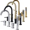 Deck Mount Bathroom Bathtub Faucet Set with Handheld Shower Tub Faucet Hot and Cold Water Mixer Bath Faucet Gold Bathtub Tap 2