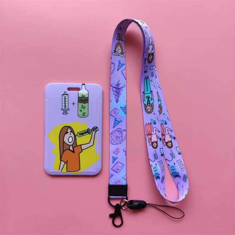 Arzt, Krankenschwester, lila Lanyards, Ausweishalter, Krankenhaus-Ausweishalter, zum Aufhängen, Seil, Lanyard, amüsantes Kartenetui, einziehbarer Clip für Mädchen – Detail 14