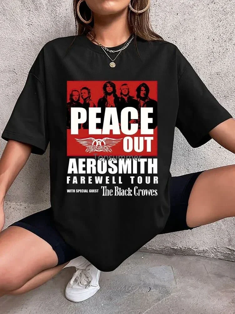 

Hot New!!Aerosmith 2023-2024 Shirt Peace Out Farewell With Blacks Crowes Tour