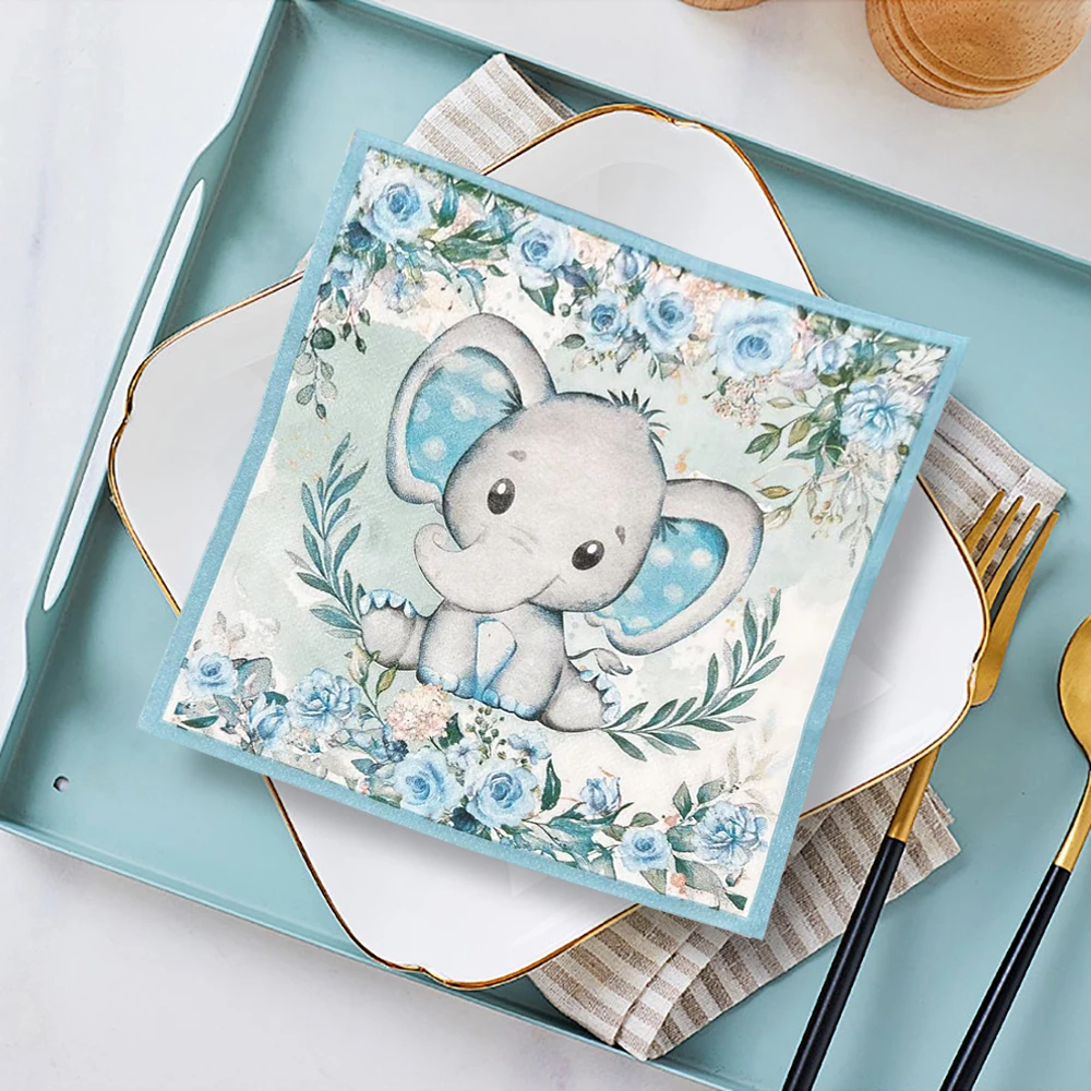 Paper Napkins 20pcs Cute Elephant Cartoon Printed for Wedding Party