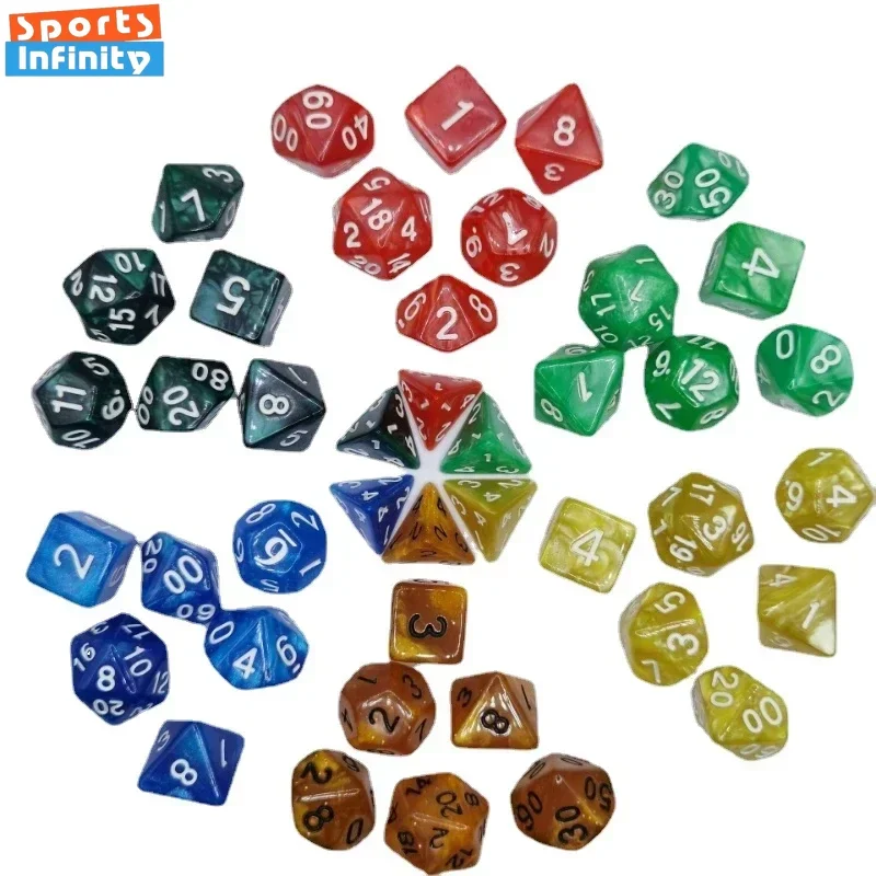 

7 шт., многогранные кости с жемчужными узорами для игры в гольф