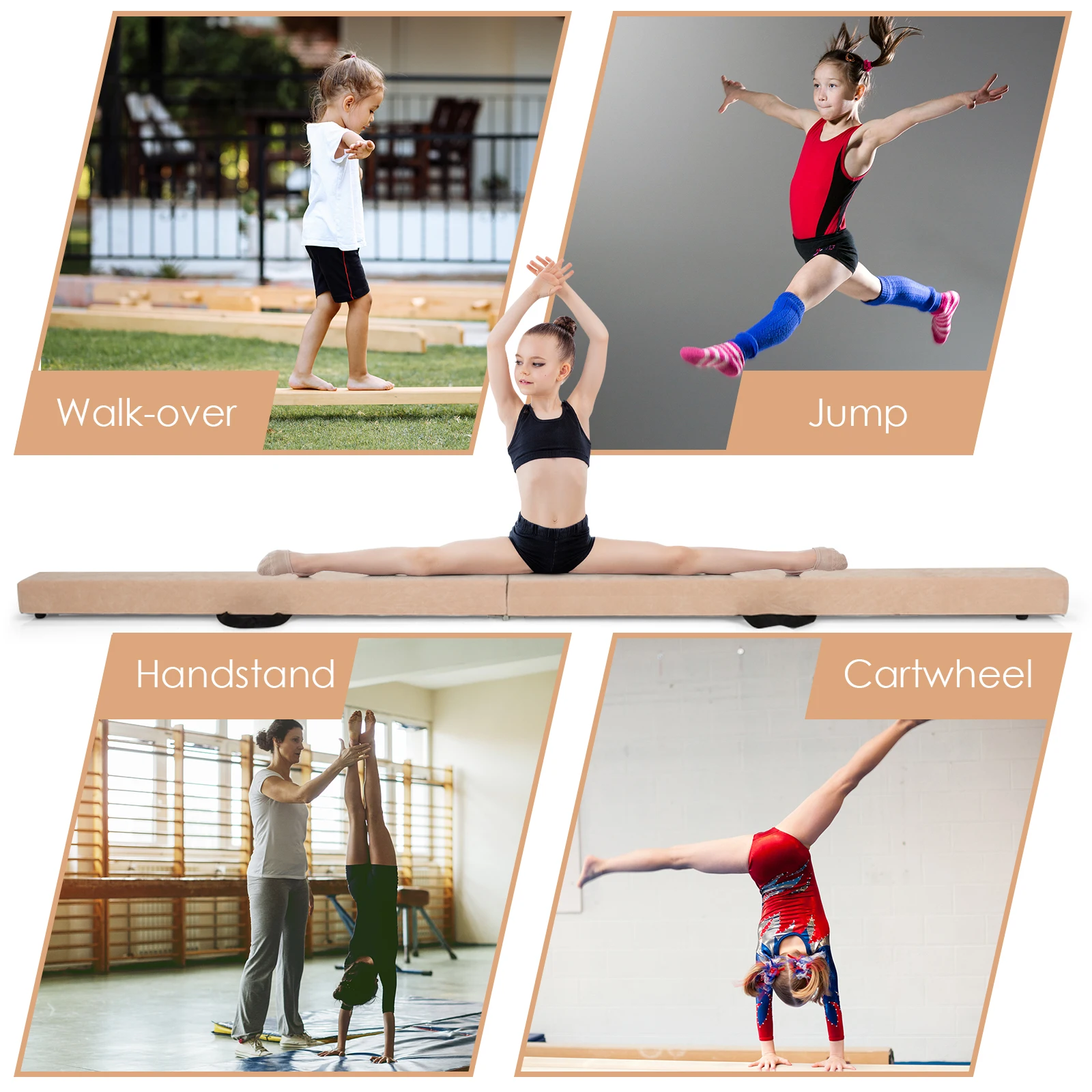 7FT Folding Gymnastic Beam Portable Floor Balance Beam w/Handles for Gymnasts 5