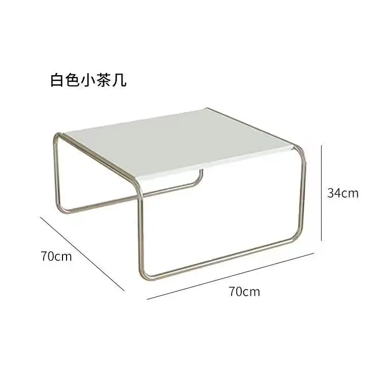 Modern Japanese Minimalist Stainless Steel Square Coffee Table for Sofa and Balcony Designer Nordic Low Tea Table with Medieval