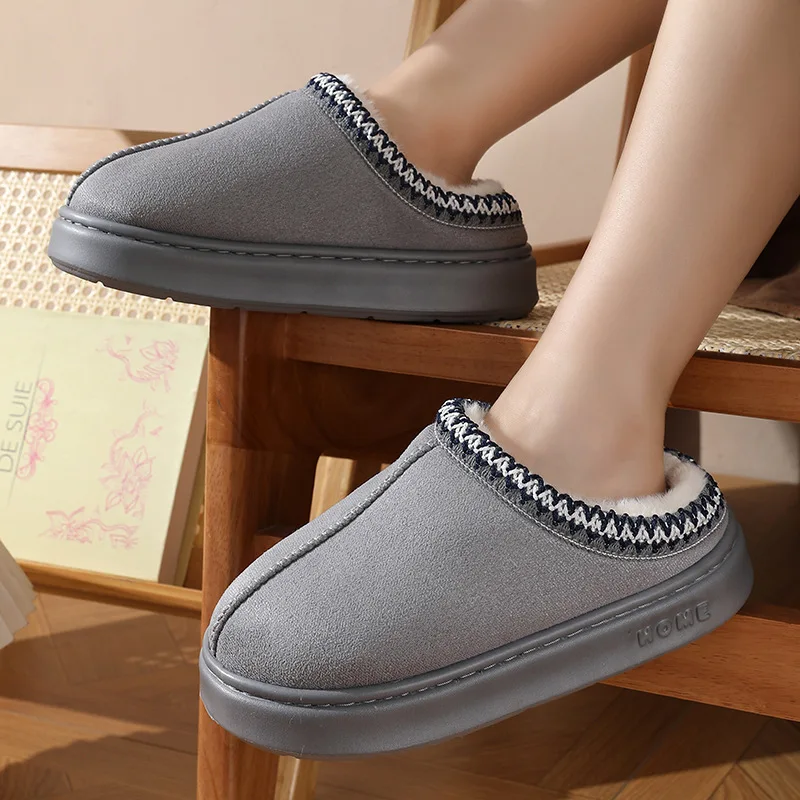 Fluffy Women’s House Slippers – Plush Winter Flats, Elegant Casual Footwear, Large Size 31 Beach Footwear Sandals