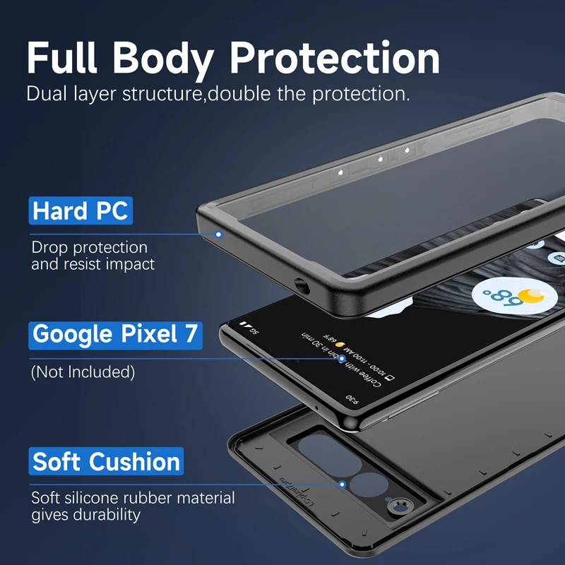IP68 Waterproof Case For Google Pixel 7 Pro Diving Swim Outdoor Sports Anti-fall Dust-proof TPU 360 Full Covered Armor