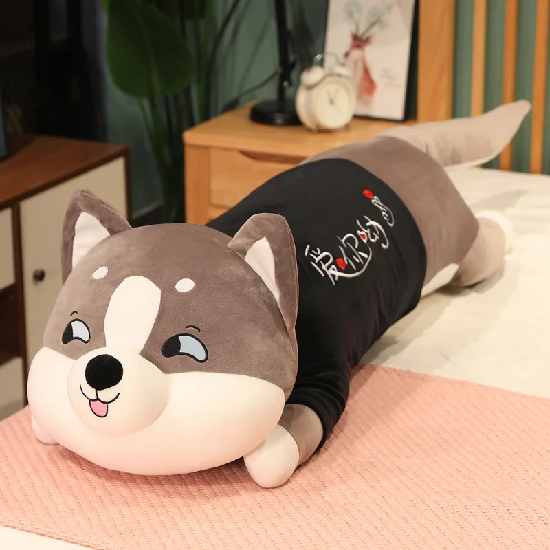 thumbnail image 1 of Peluche de peluche para perro de vestidor, almohada larga de peluche suave Husky de 70-130cm, muñeco de Animal de dibujos animados, cojín para dormir, decoración del hogar para niños, regalo, 1 of 4