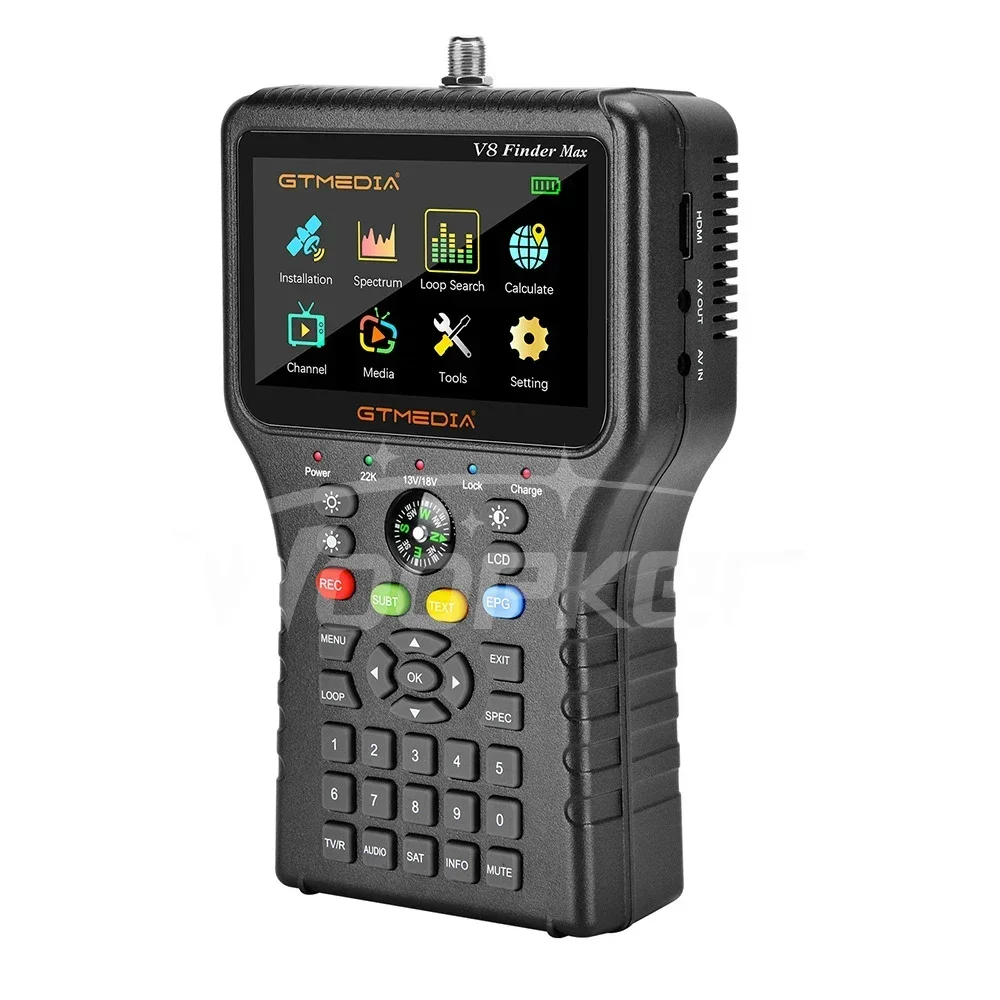 V8 Finder Max Satellite TV Signal Finder DVB-S/S2/S2X H.264/H.265 (8 bit) Satellite Meter 4.3 inch LCD Gtmedia TV tuners