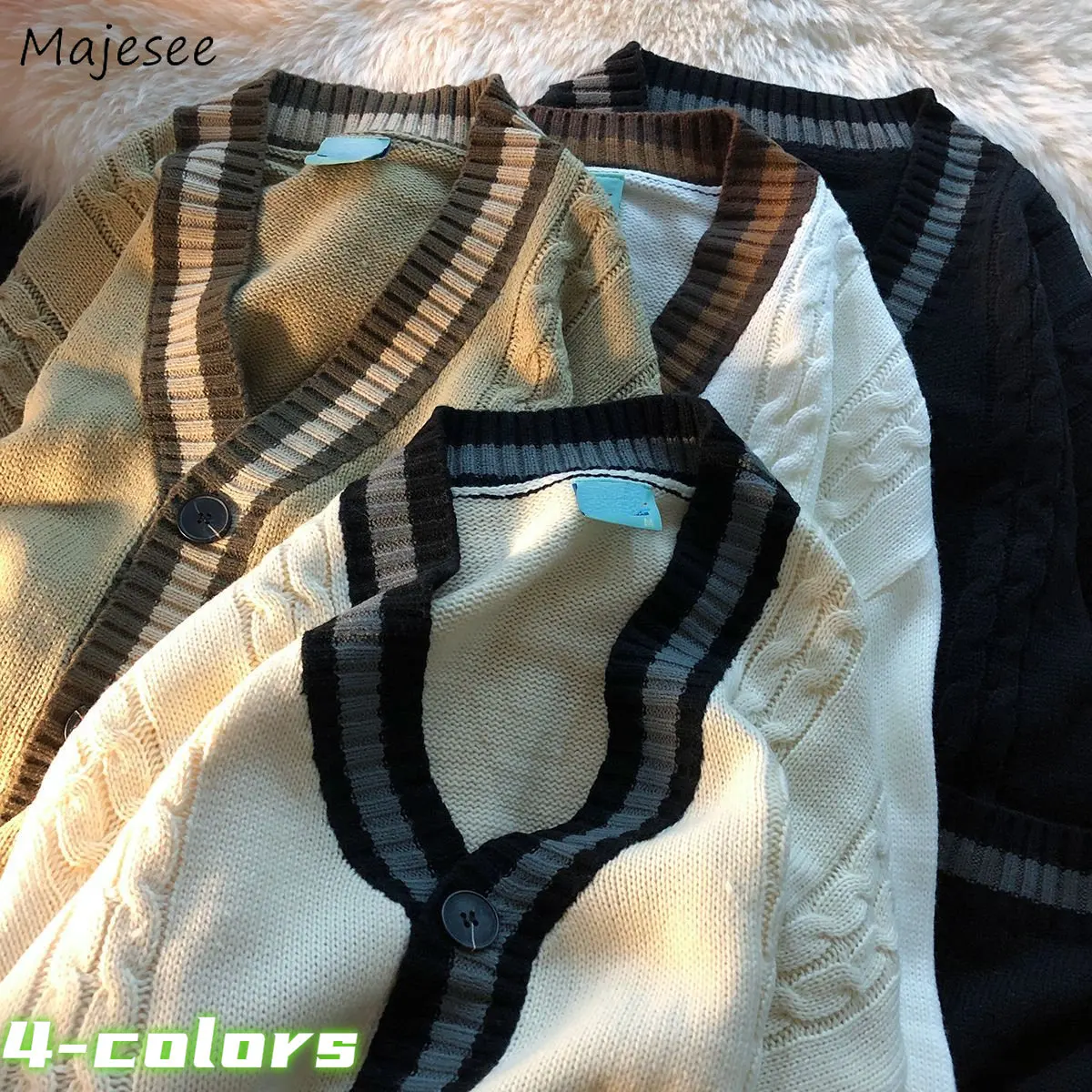 

Cardigan Women Soft Japan Style Harajuku Lazy Autumn Friends Кардиган Женский Loose Vintage All-match Knitwear Sweater Popular