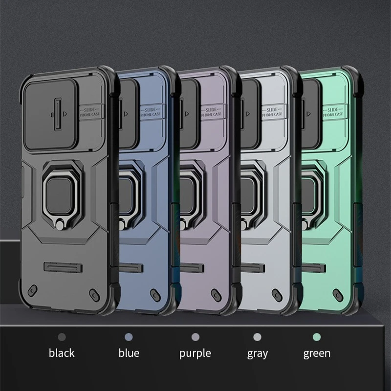 Armor Shockproof Case with Ring Stand and Magnetic Holder, Protective Cover