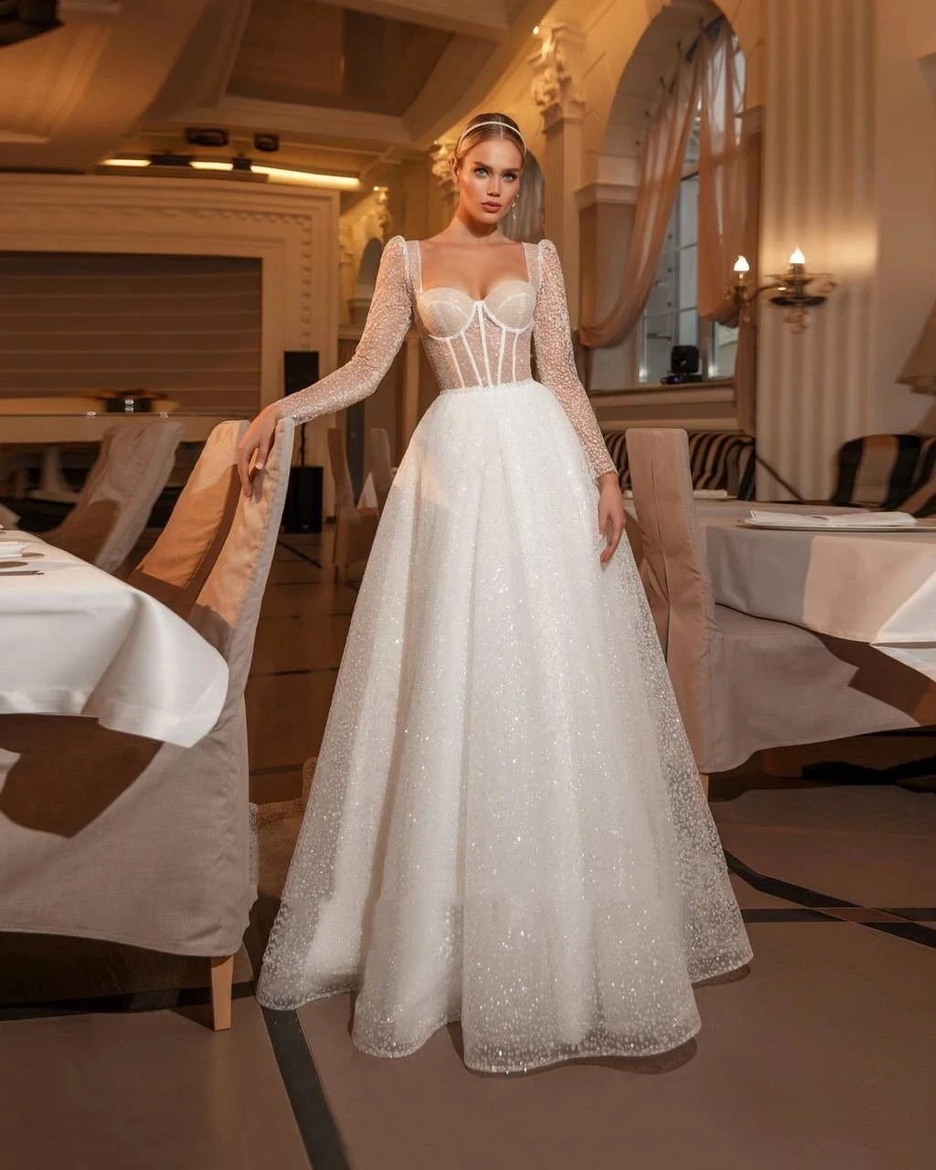 Classic Wedding Dresses A-Line Sweetheart Bridal Gowns For Formal Party Long Sleeves Robe Appliques Vestidos De Novia Customized 4