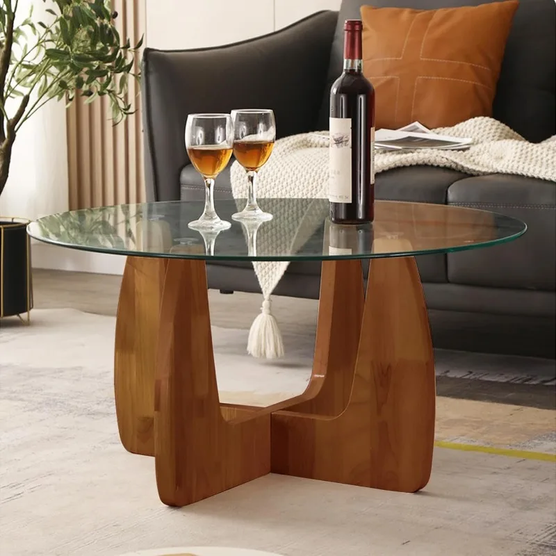 Coffee Table for Living Room 31.5" Round Glass Coffee Table Modern Circle Table for Small Space Unique Center Table 6