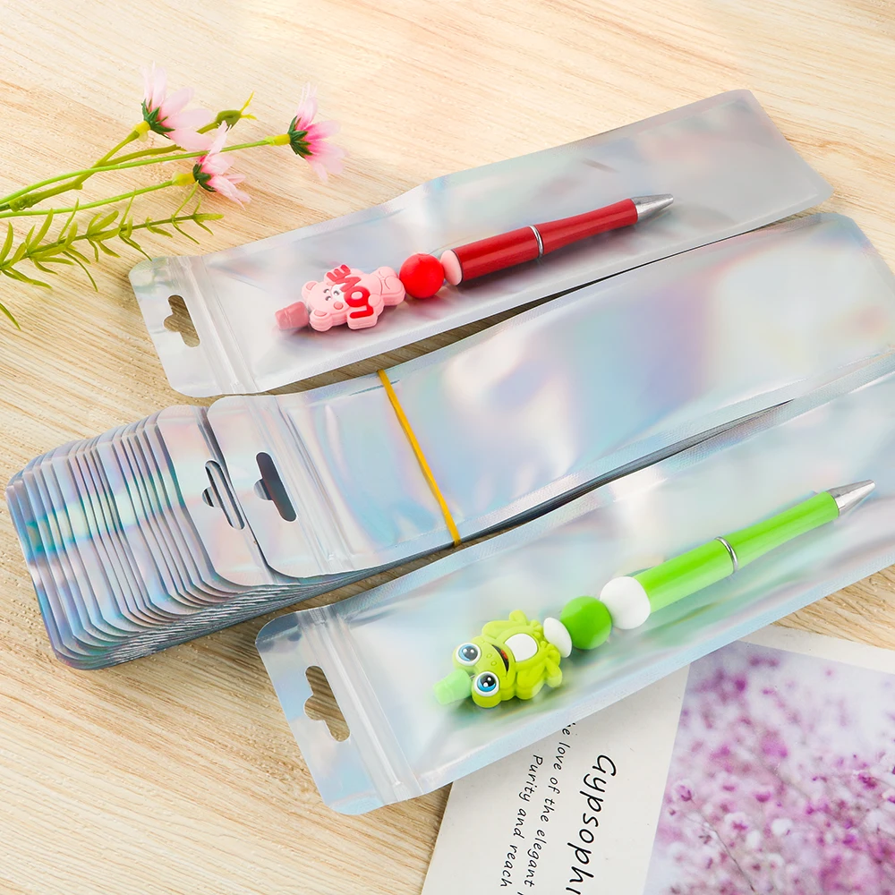 100~800Pcs/Lot Clear Sealable Packaging Bag With Hang Hole With Zip Lock Plastic Bags For Beadable Pen Jewellery Accessories