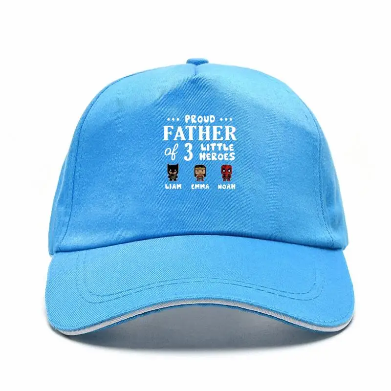 

Men Bill Hat Proud Father Of 3 Little Heroes Liam Emma Noah Women Baseball Cap