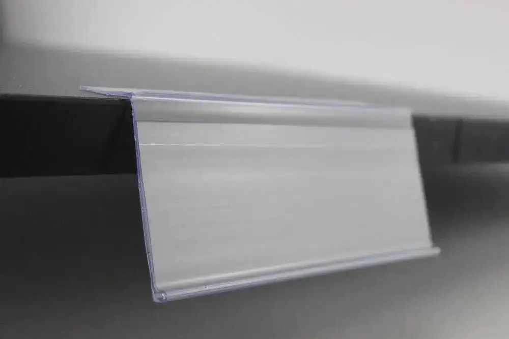 50 Stücke 4*10 cm L Form Etikettenhalter Streifen Klebstoff Extrudieren Preis Zeichen Regal Abdeckung Pop Werbung Banner Zeigt Display Streifen – Detail 6