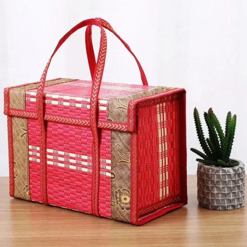 Lunch Bags Chinese Style Bamboo Basket Shopping Bag Fruit Foldable Packaging Fashion Large Rattan Tote Bag Eco Friendly Products