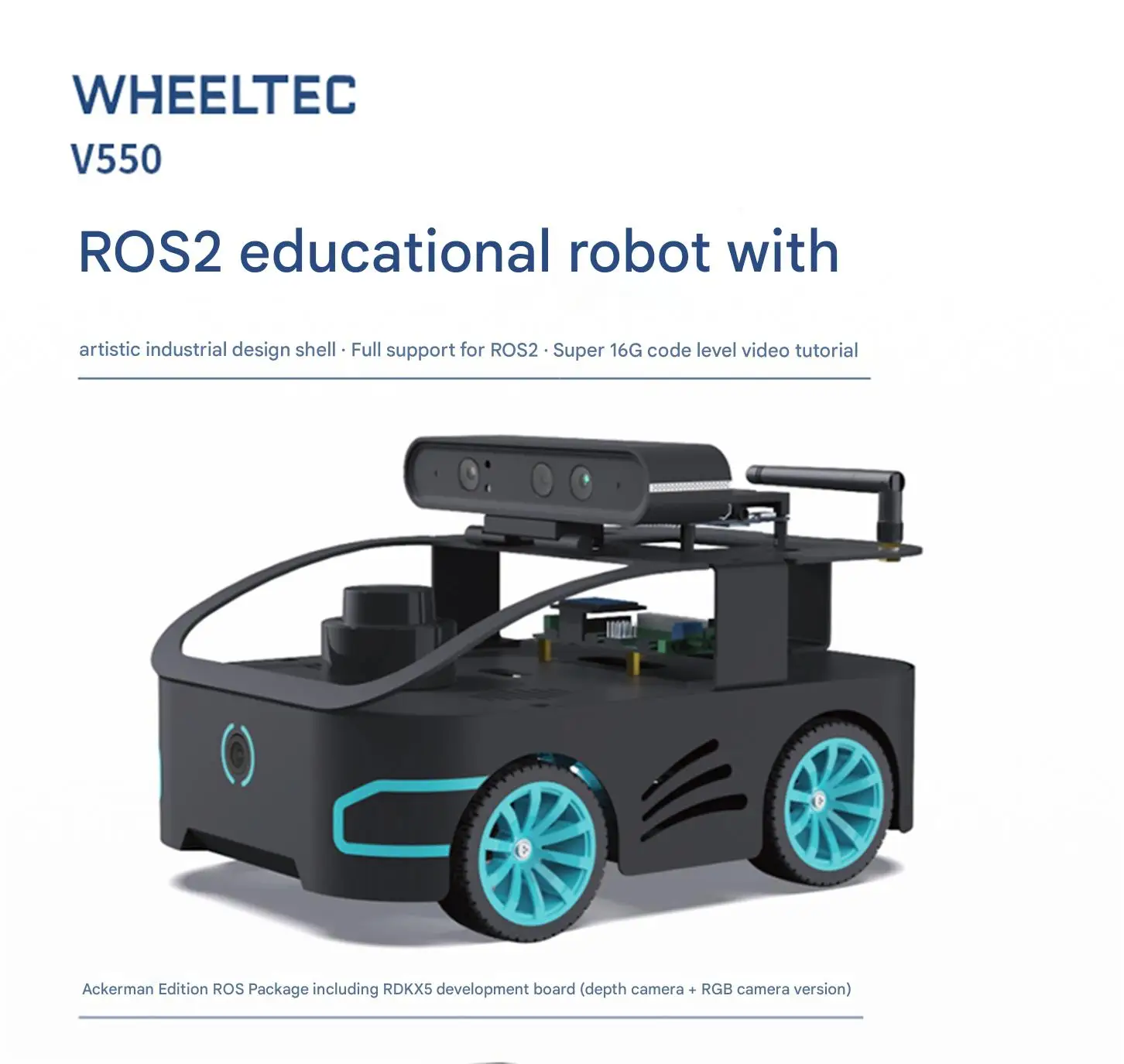 WHEELTEC V550 ROS2 educational robot, it comes with an artistic industrial desig