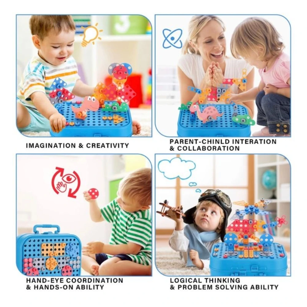 STEM Toys for Kids Design & Drill Toy Construction Games Creative Building Kits Kid Tool Set Educational Toys for Boys & Girls 5