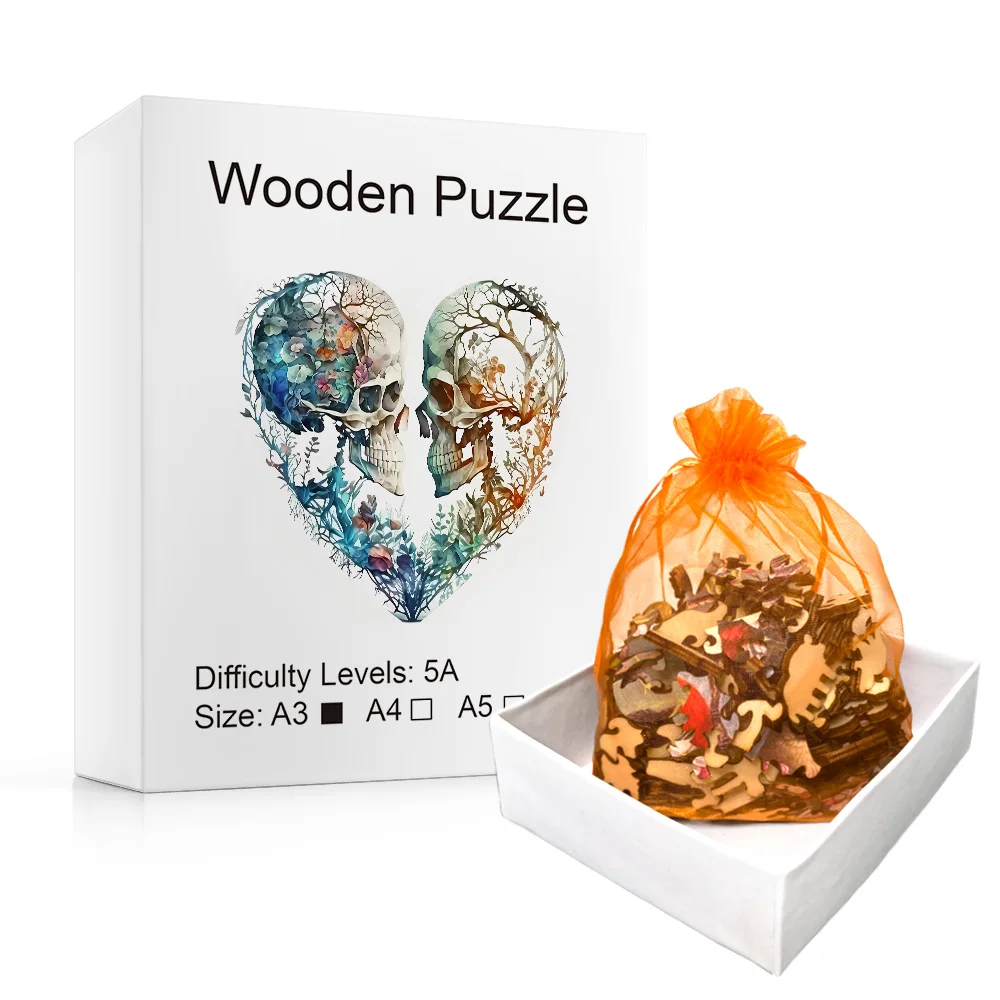 Wooden Puzzle, Heart-shaped Skull, Exploring The Mystery Of Alien Puzzles, Feeling The Charm Of Wood, Experiencing Art Gifts 5
