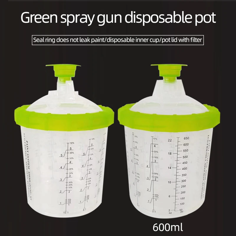 

50 Sets 600ML Spray Gun Washable Pot Disposable General Purpose Spray Gun Pot Automotive Paint Water/oil Graduated Cup