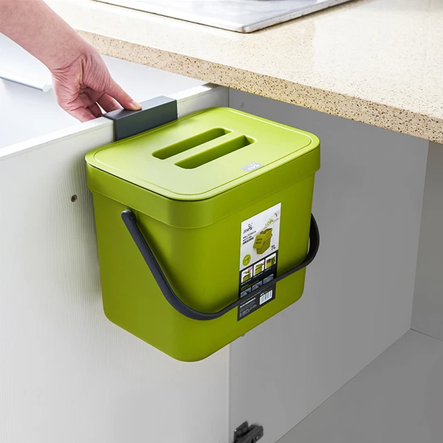 3/5L Trash Can Kitchen Garbage Holder Bathroom Hanging Wall Mounted Storage Bucket Rectangular Desktop Bin Container Garbage Bin 4