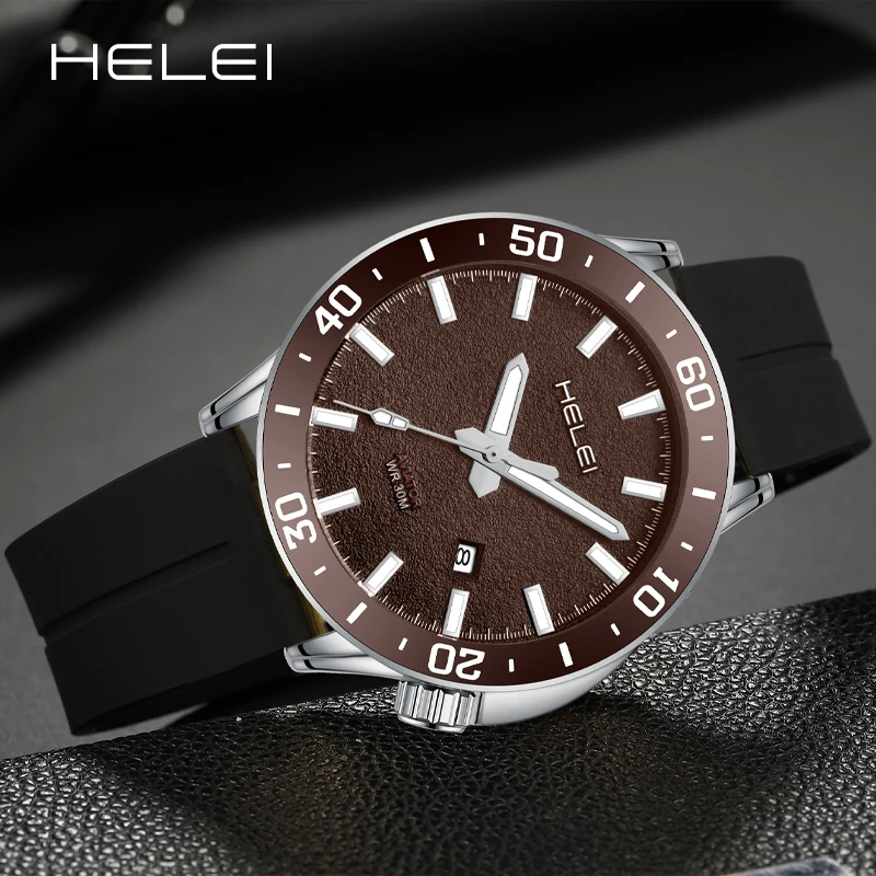HELEI Men's Quartz Watches Luxury Men's Watches Fashion Silicone Waterproof Watches Luminous Wristwatches Gifts For Men