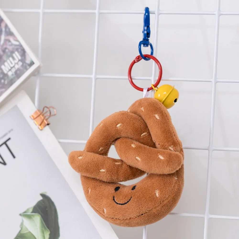 Creative Toast Plush Bread Pendant Croissant with Bell Squeaky Dog Toy Interactive Bite-resistant Plush Chew Toy Pet 3