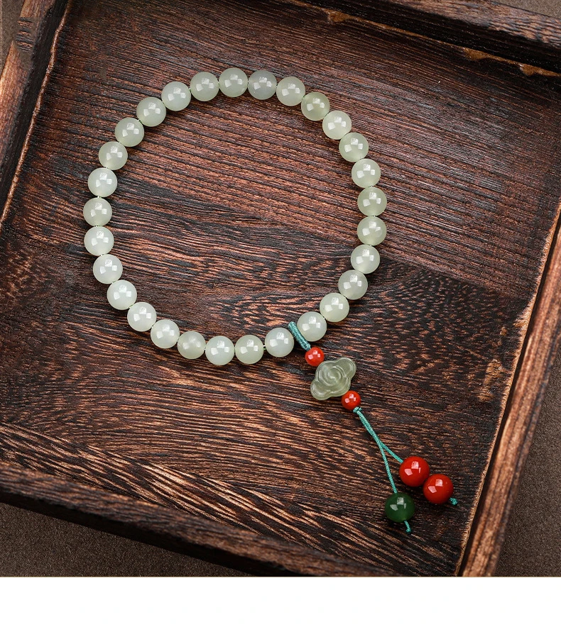 Mehrschichtiges Jade-Achat-Handseil mit gestapelten Perlen für Damen, neuer leichter Luxus, exquisite neue Handschnur im chinesischen Stil – Detail 10