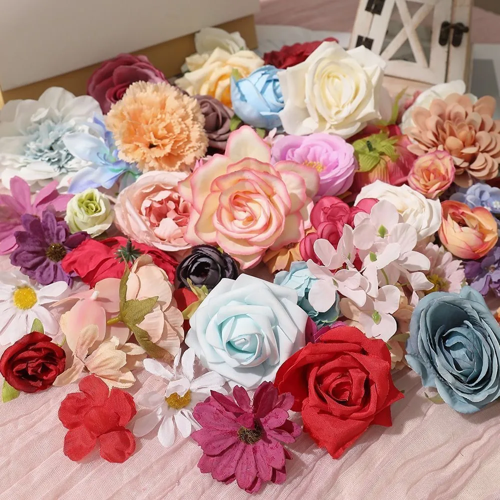 20/40/60/80/100 Stück Künstliche Blumen im Zufallsstil, Gemischte Kunstblumen für Heimdekoration, Hochzeitsdekoration, DIY-Geschenk, Ornament