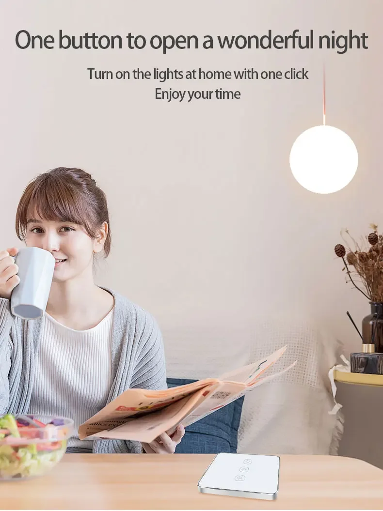 Zigbee Wireless Scene Switch 1 2 3 Gang Wall Touch Button On Off Works with Tuya