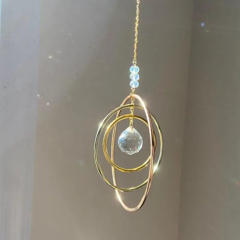 Crystals Wind Chime Suncatcher Golden Butterfly Pendant Rainbow Prism Stained Glass Ornament Chakras Crafts Home Garden Decor sun catcher sun catchers