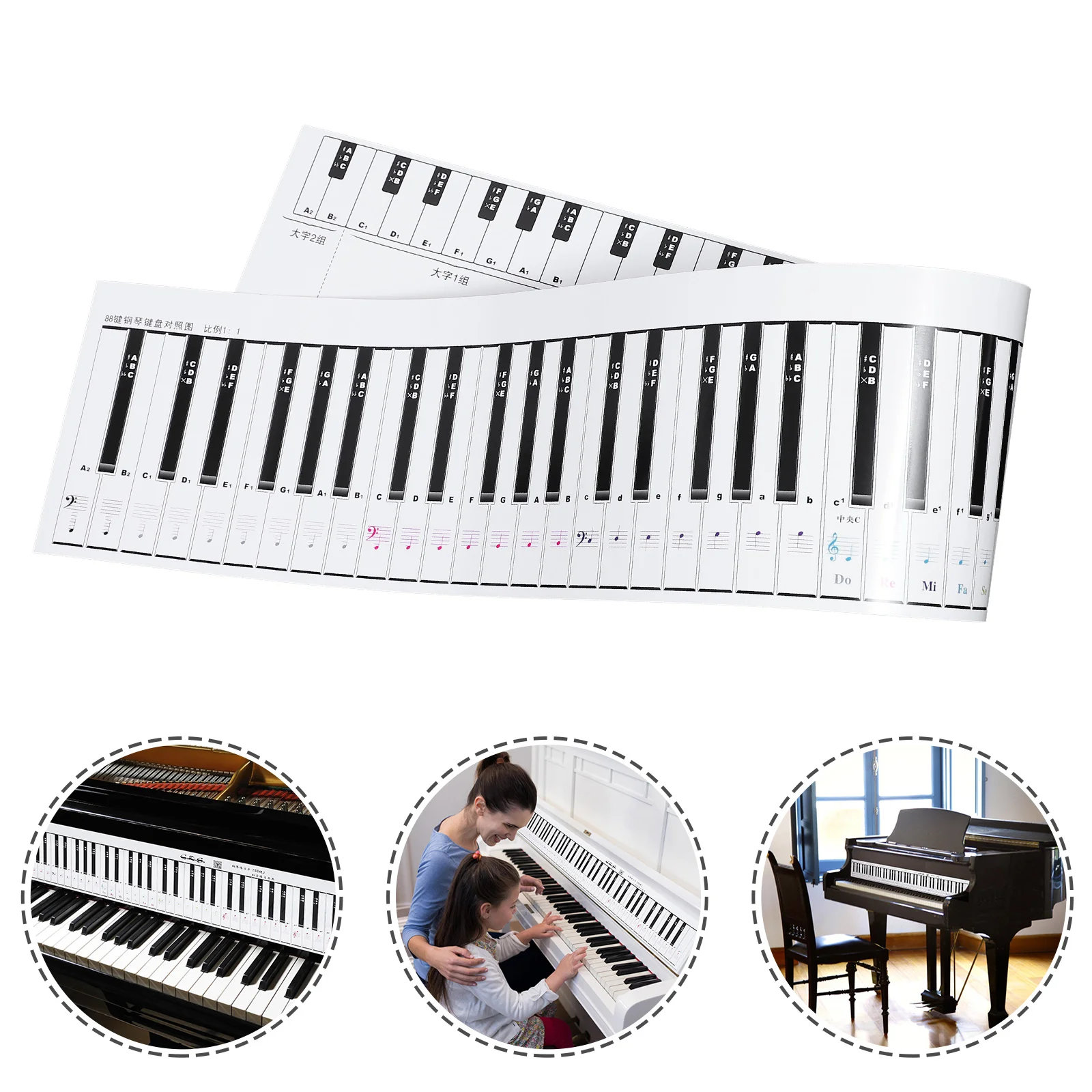 

Piano Key Practice Sheet Keyboard Comparison Paper Soft Fingering Chart Aid Standard