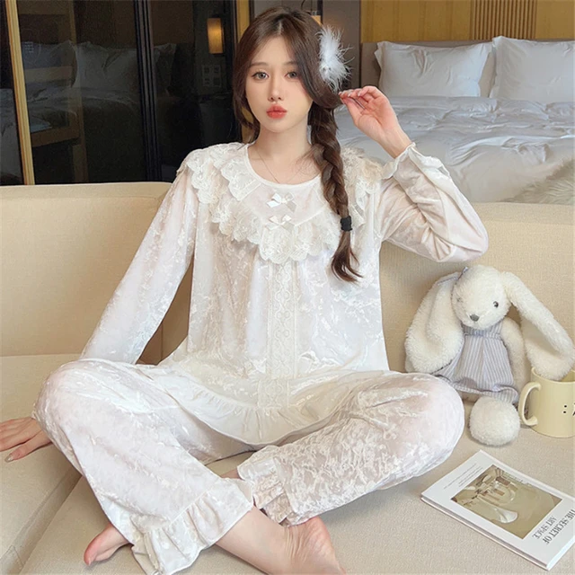 Pajamas for women in autumn and winter Korean style golden velvet