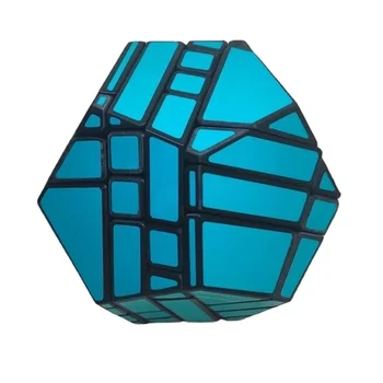Megaminx 미러 큐브 퍼즐, 매직 큐브, 12 면체 고스트 큐브, 블랙 바디, 블루 스티커, Manqube Mod, 캐스트 코팅, 4x4x4