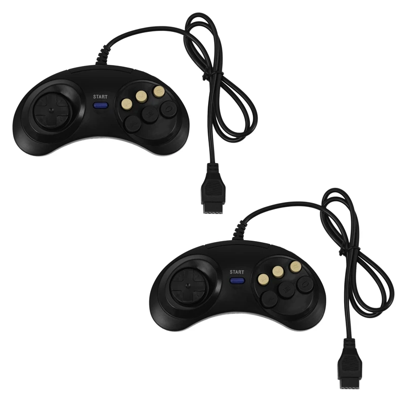 

2X Classic Retro 6 Buttons Wired Handle Game Controller Gamepad Joystick Joypad For Sega Md2 Pc Mac Mega Accessories